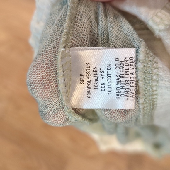 Easel linen-blend layer-look green and cream lightweight sweater, M - Picture 5 of 5